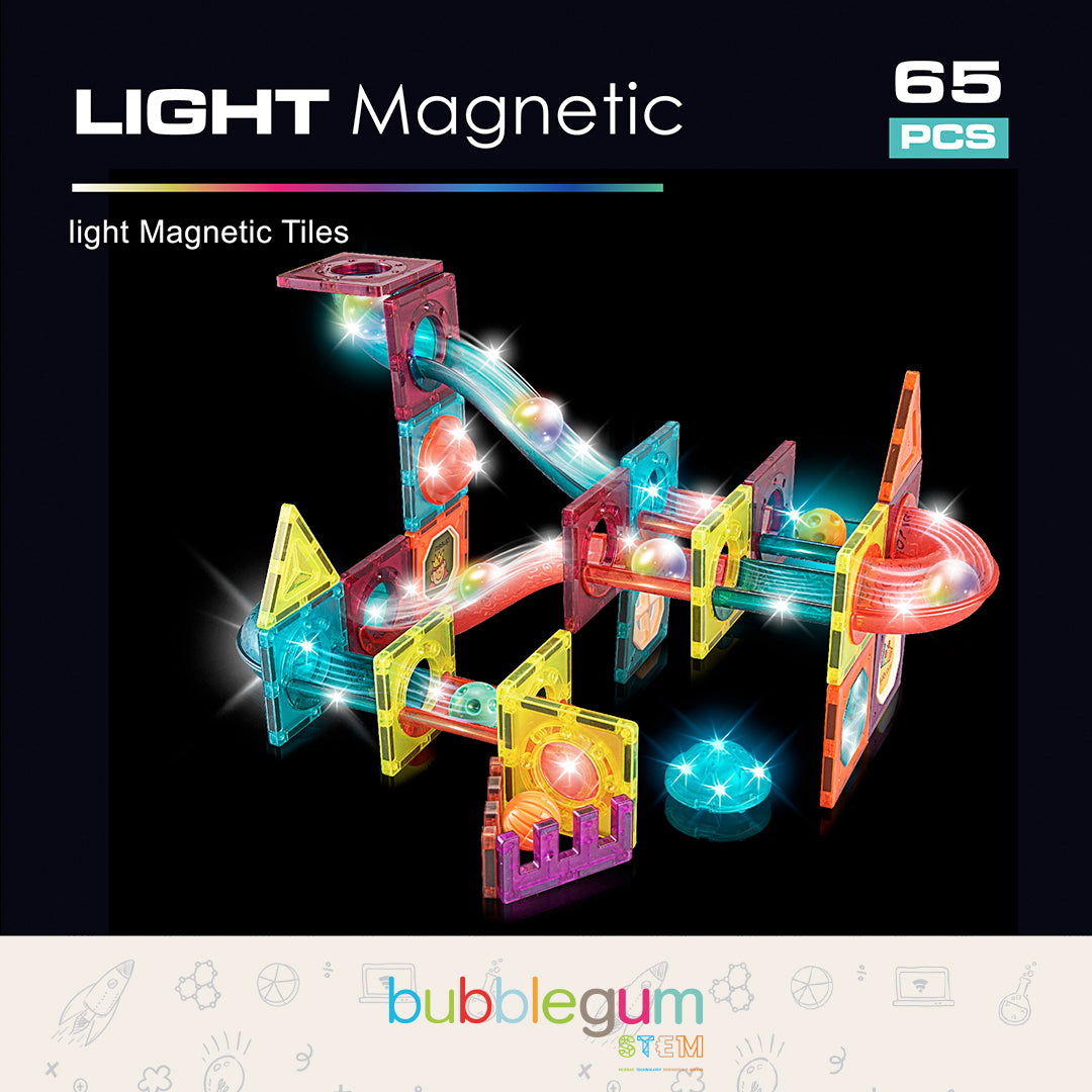 Light Magnetic Tiles 65 Piece