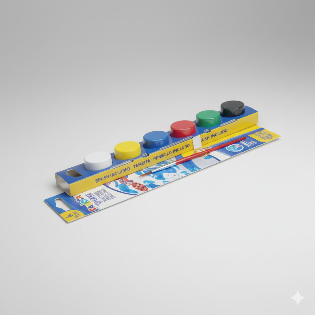 Carioca Tempera Paint Standard 6 Pots with Brushes