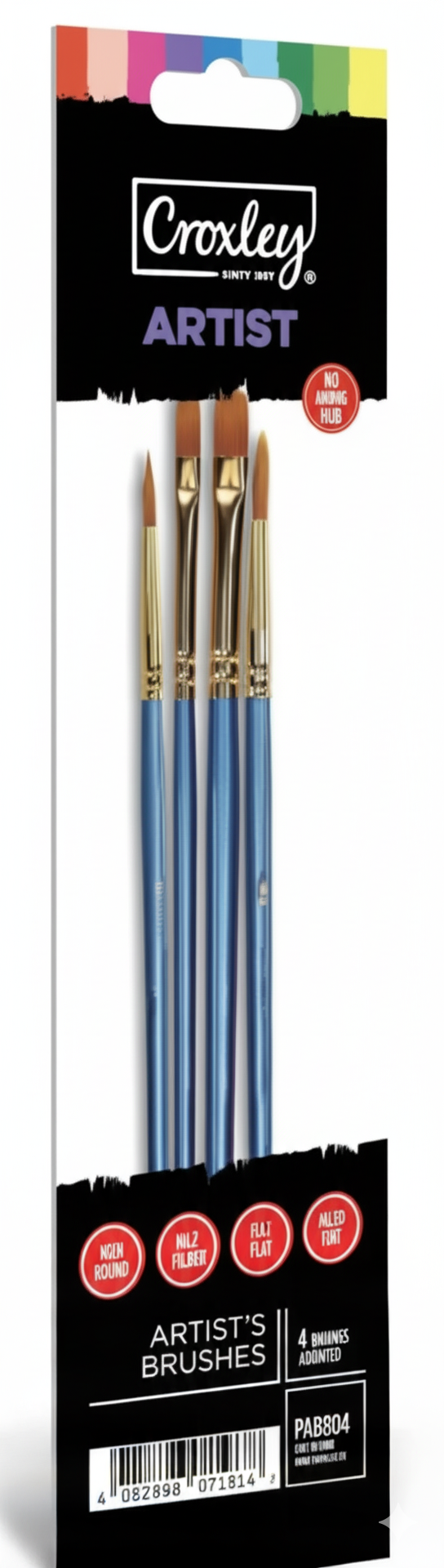 Croxley Artists Synthetic Paint Brush Set 4pc