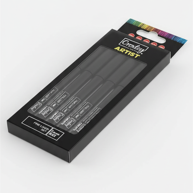 Croxley Artist Finelinet Set of 5 Felt Tip Pens 0.2-Brush Tip