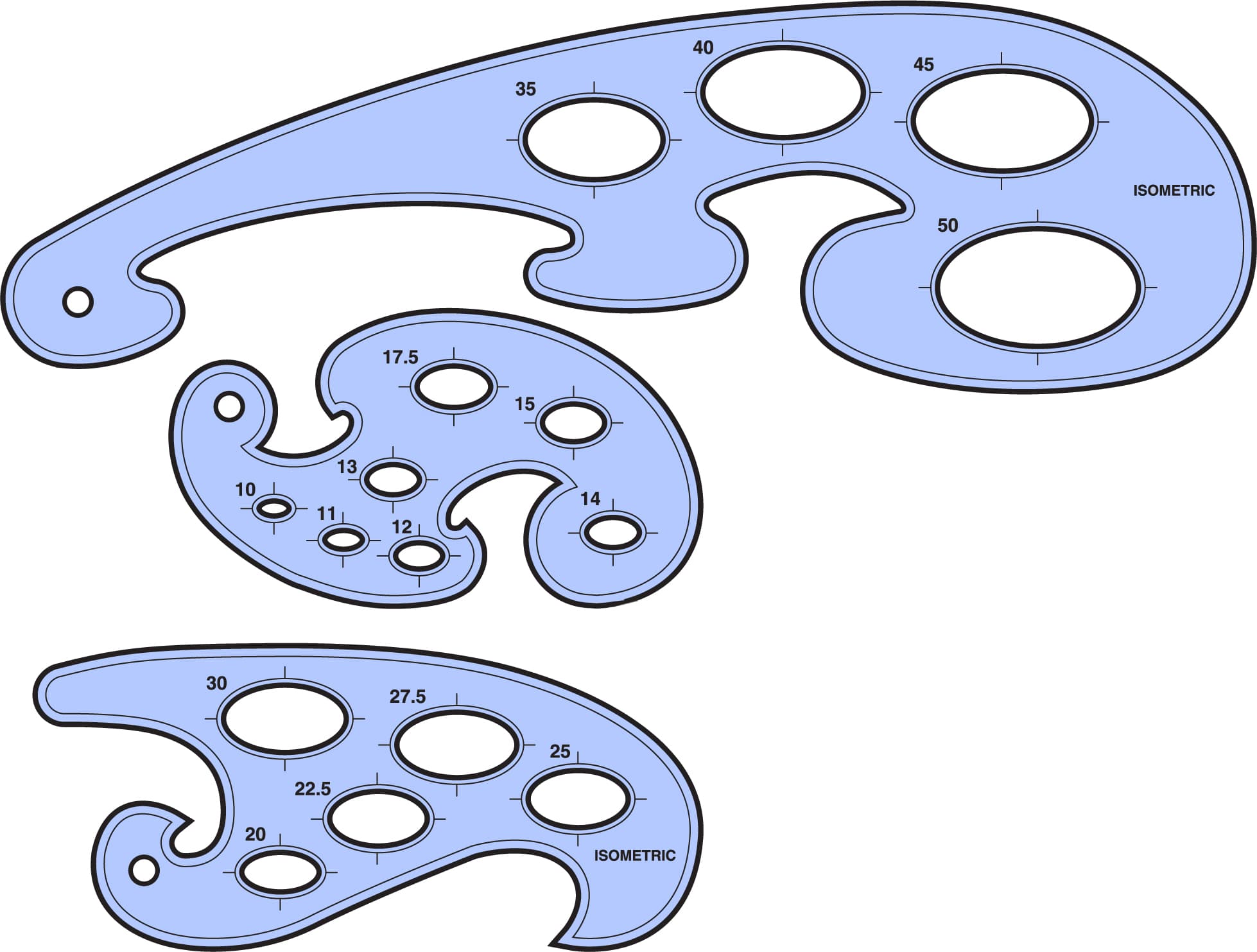 Helix French Curves and Ellipse Stencil 3 Piece