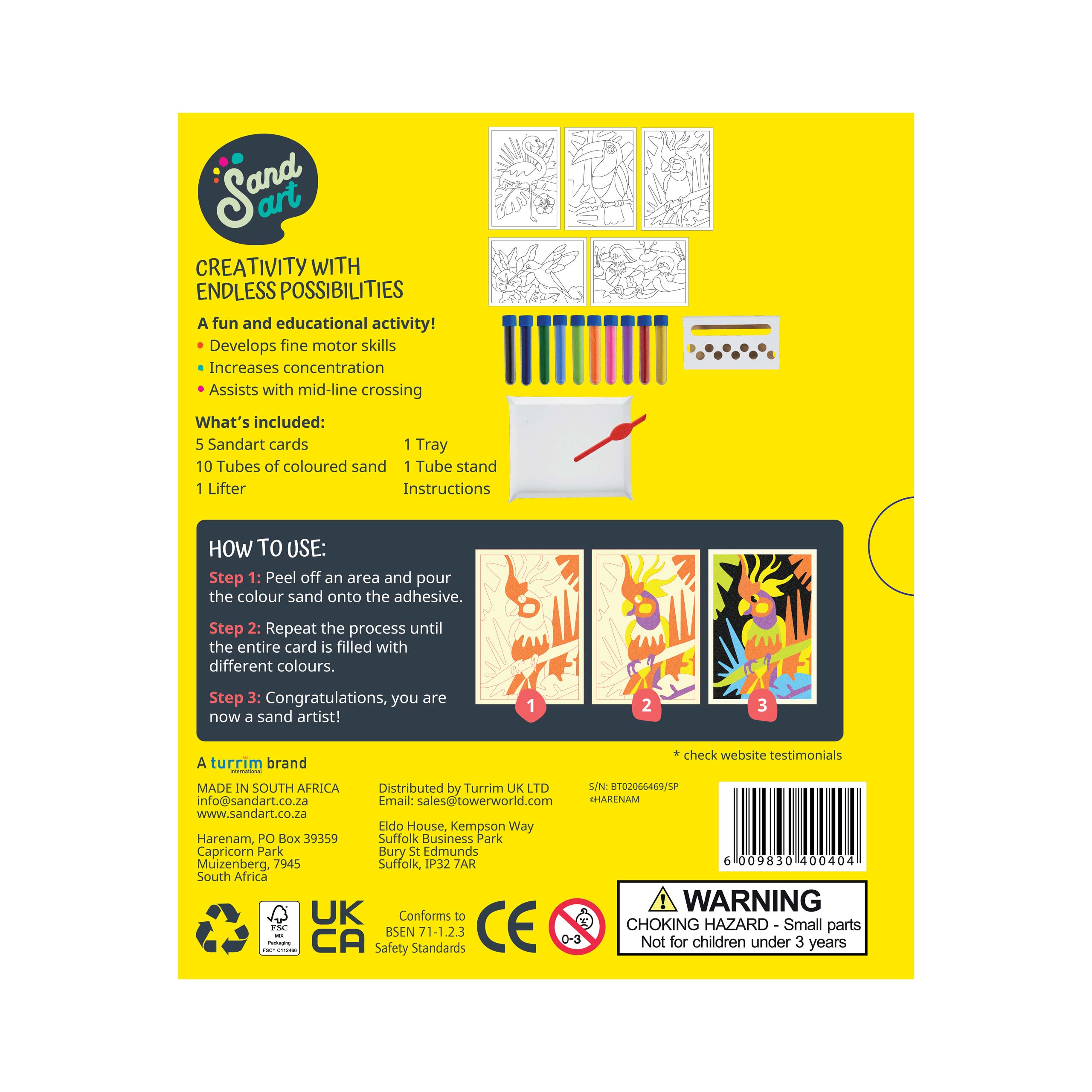 Sand Art Tropical Birds Neon Pack