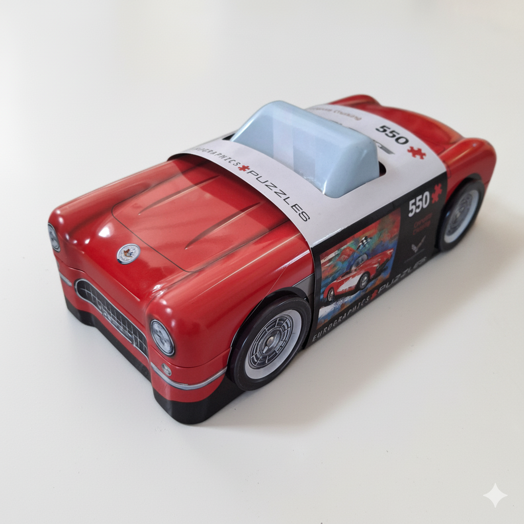 Vintage Race Car Puzzle in a Tin