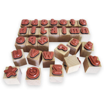 Wooden Lowercase Alphabet Stamps incl. 16 Page Activity Book