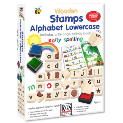 Wooden Lowercase Alphabet Stamps incl. 16 Page Activity Book